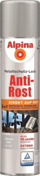 Alpina Metallschutzlack Anti-Rost Glänzend Silber 400ml, 017070804/L