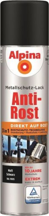 Alpina Metallschutzlack Anti-Rost Matt Schwarz 400ml, 017330804/L