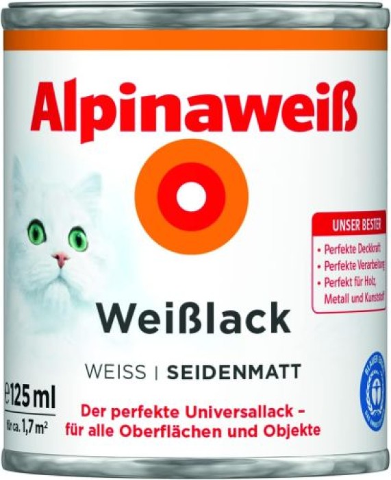 Alpinaweiß Weißlack seidenmatt 125 ml, 891869