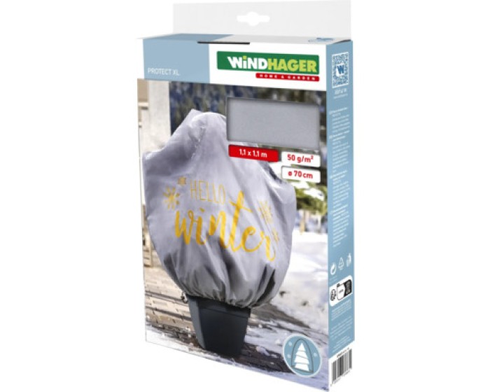 Windhager Winter-Deko-Vlieshaube Protect Hello Winter  XL, 1.1 x 1.1 m, 07663