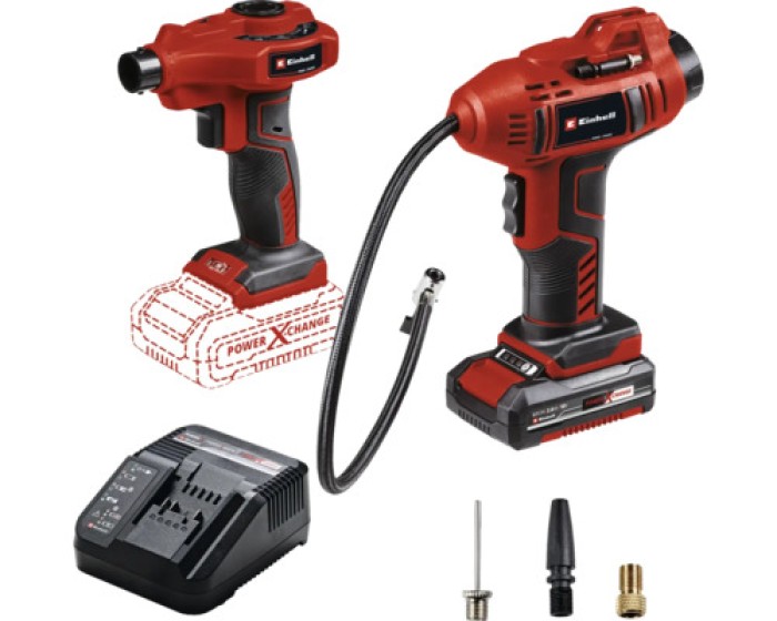 Einhell Akku-Kompressor CE-CC 18 Li + Akku-Luftpumpe CE-AP 18 Li Power X-Change, 18 V, inkl. 2 Ah Akku und Ladegerät, 2070111