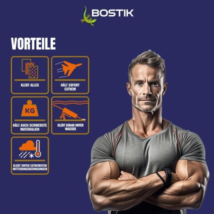 Bostik MAMUT GLUE Weiß, Flexibler Montage-Sofortkleber auf Alle Materialien, 450g, 30626989