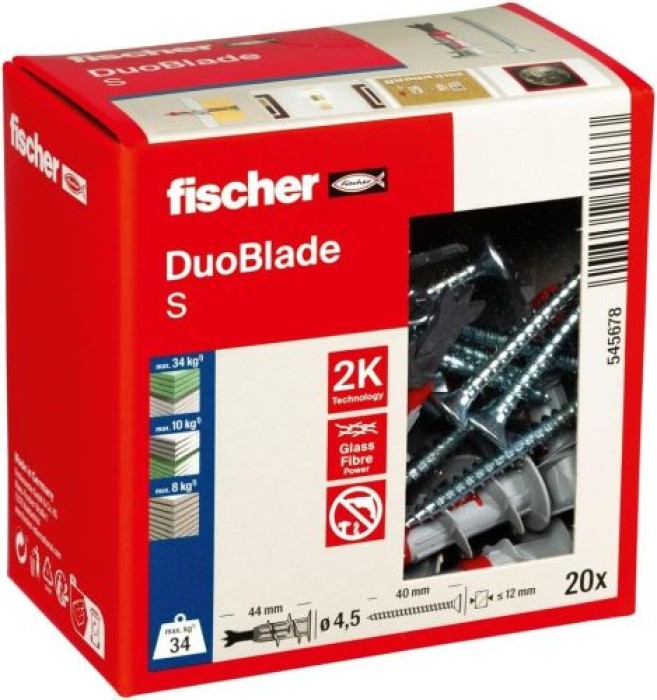 fischer Gipskartondübel DuoBlade, 20 Stück, 545678