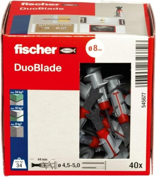 fischer Gipskartondübel DUOBLADE, 40 Stück, 545677