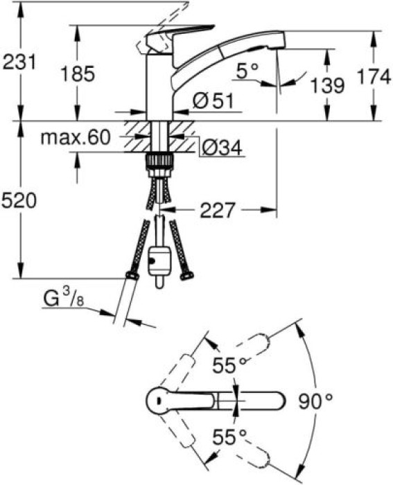 GROHE Start Einhand-Spültischarmatur, 1/2, chrom, 30307001