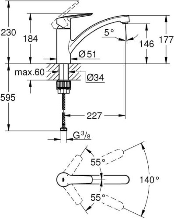 GROHE Start Einhand-Spültischarmatur, 1/2, chrom, 32441002