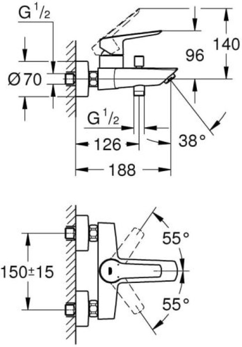 GROHE Start Einhand Wannenarmatur, 1/2, Chrom, 32278002