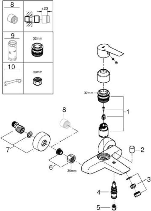 GROHE Start Einhand Wannenarmatur, 1/2, Chrom, 32278002