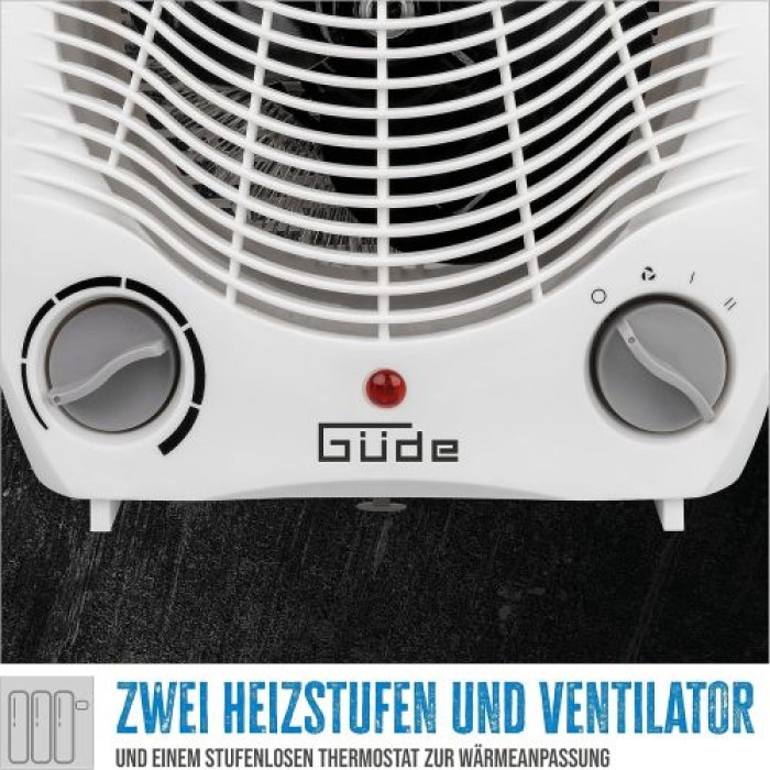 Güde Heizlüfter GH 2000, 2 Stufen (1000/2000 W), Ventilatorfunktion, Gebläseleistung 75 m³/h, 85175