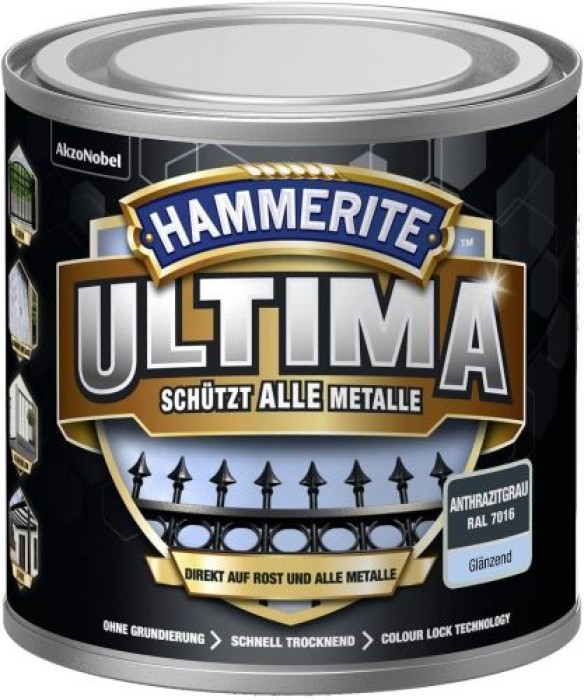 Hammerite Metallschutzlack Anthrazitgrau Ultima Glänzend, RAL7016, 250ml, 5379719