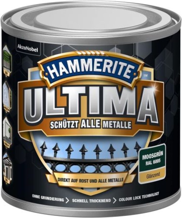 Hammerite Metallschutzlack Moosgrün Ultima Glänzend, RAL6005, 250ml, 5676562