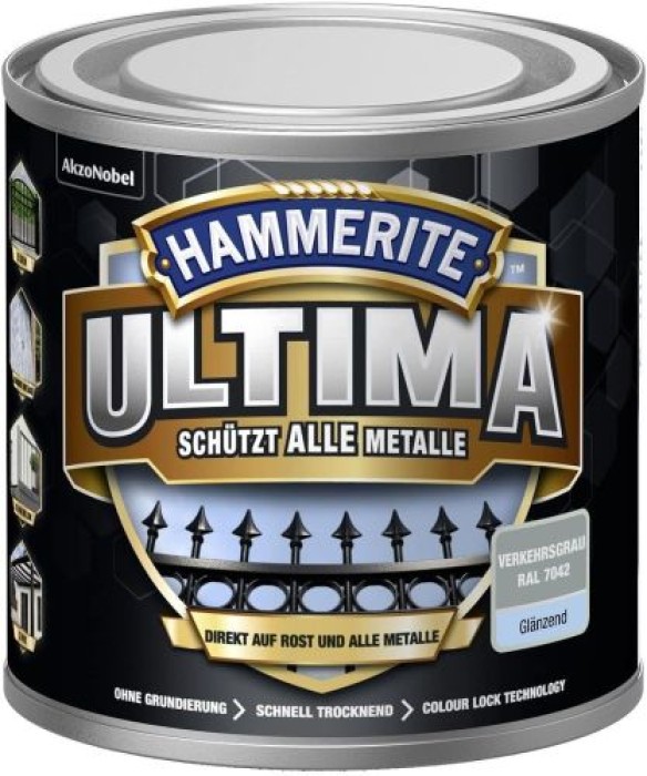 Hammerite Metallschutzlack Verkehrsgrau Ultima Glänzend, RAL7042, 250ml, 5379718