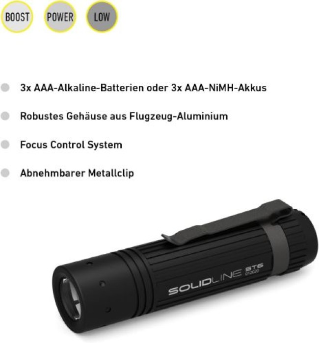 LedLenser Solidline Taschenlampe ST6 inkl. Batterien, 502211