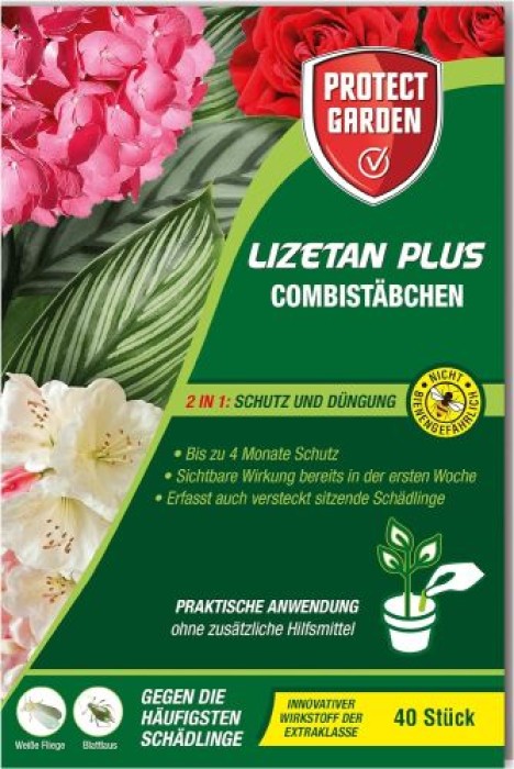 PROTECT GARDEN Lizetan Plus Combistäbchen, Langzeit-Schädlingsfrei und Premium-Dünger in Einem, 40 Stück, A032842