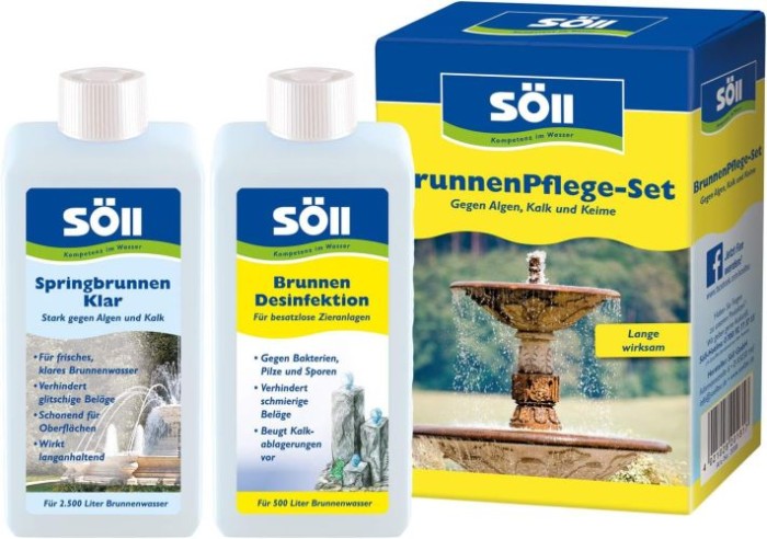 Söll Brunnen Pflege-Set, BrunnenDesinfektion & SpringbrunnenKlar je 250 ml, 83350