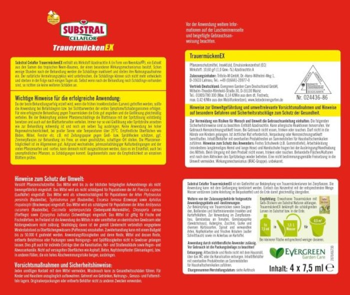 Substral Celaflor TrauermückenEX -  4 x 7,5 ml, 66750