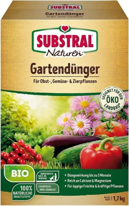 Substral Naturen BIO Gartendünger, natürlicher Dünger für Obst, Gemüse und Zierpflanzen, 1,7 kg, 82760
