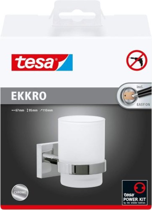 Tesa Ekkro Zahnbürstenhalter, verchromt, inkl. Klebelösung, 40244-00000-00