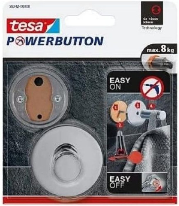 Tesa Powerbutton Haken Premium chrom, 59342-00000-00