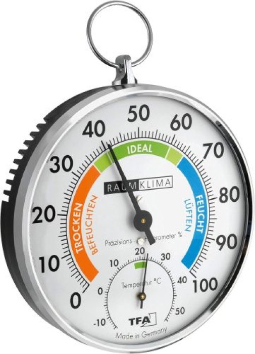 TFA Dostmann Analoges Thermo-Hygrometer mit Metallring, 45.2027