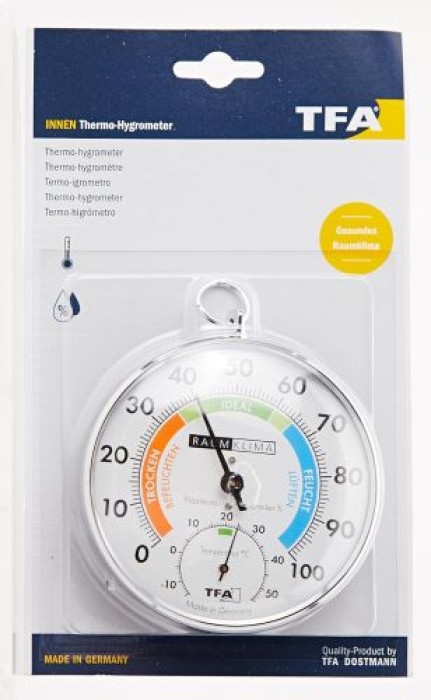 TFA Dostmann Analoges Thermo-Hygrometer mit Metallring, 45.2027