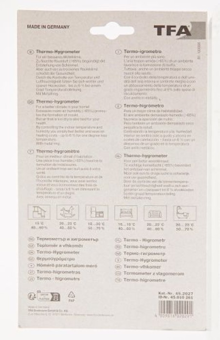 TFA Dostmann Analoges Thermo-Hygrometer mit Metallring, 45.2027