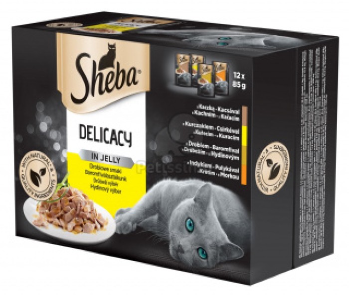 Sheba Nassfutter, Geflügel Variation in Gelee, im Multipack 12 x 85 g, 295698