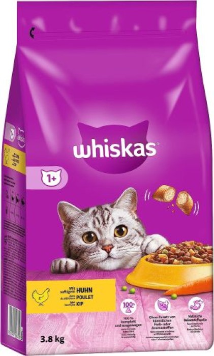 Whiskas Adult 1+ Trockenfutter Huhn, 3,8kg, 325939