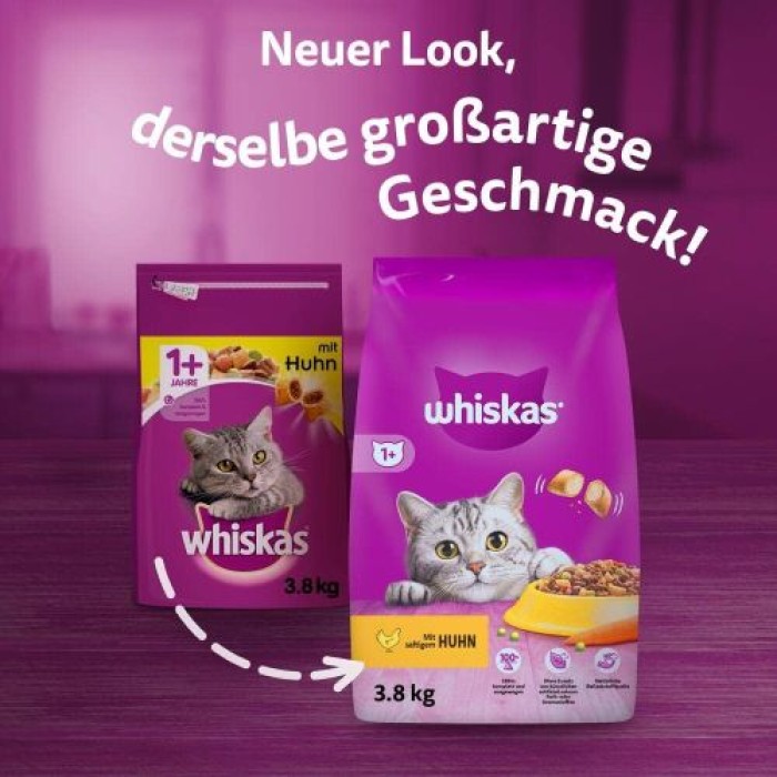 Whiskas Adult 1+ Trockenfutter Huhn, 3,8kg, 325939