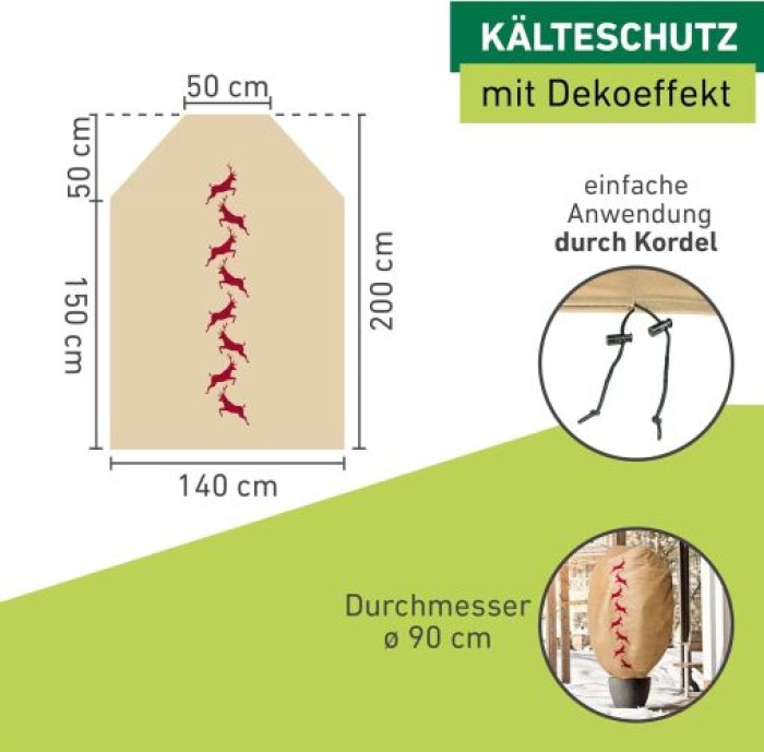 Windhager Winter-Deko-Vlieshaube Protect, Kälteschutz, 1,4 x 2m, Beige, 06886