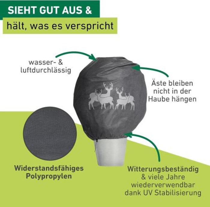 Windhager Winter-Deko-Vlieshaube Protect XL, Kälteschutz, 1,1 x 1,1 m, anthrazit, 07396