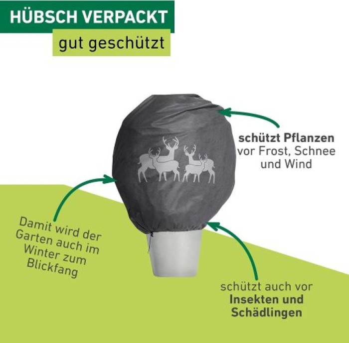 Windhager Winter-Deko-Vlieshaube Protect XL, Kälteschutz, 1,1 x 1,1 m, anthrazit, 07396